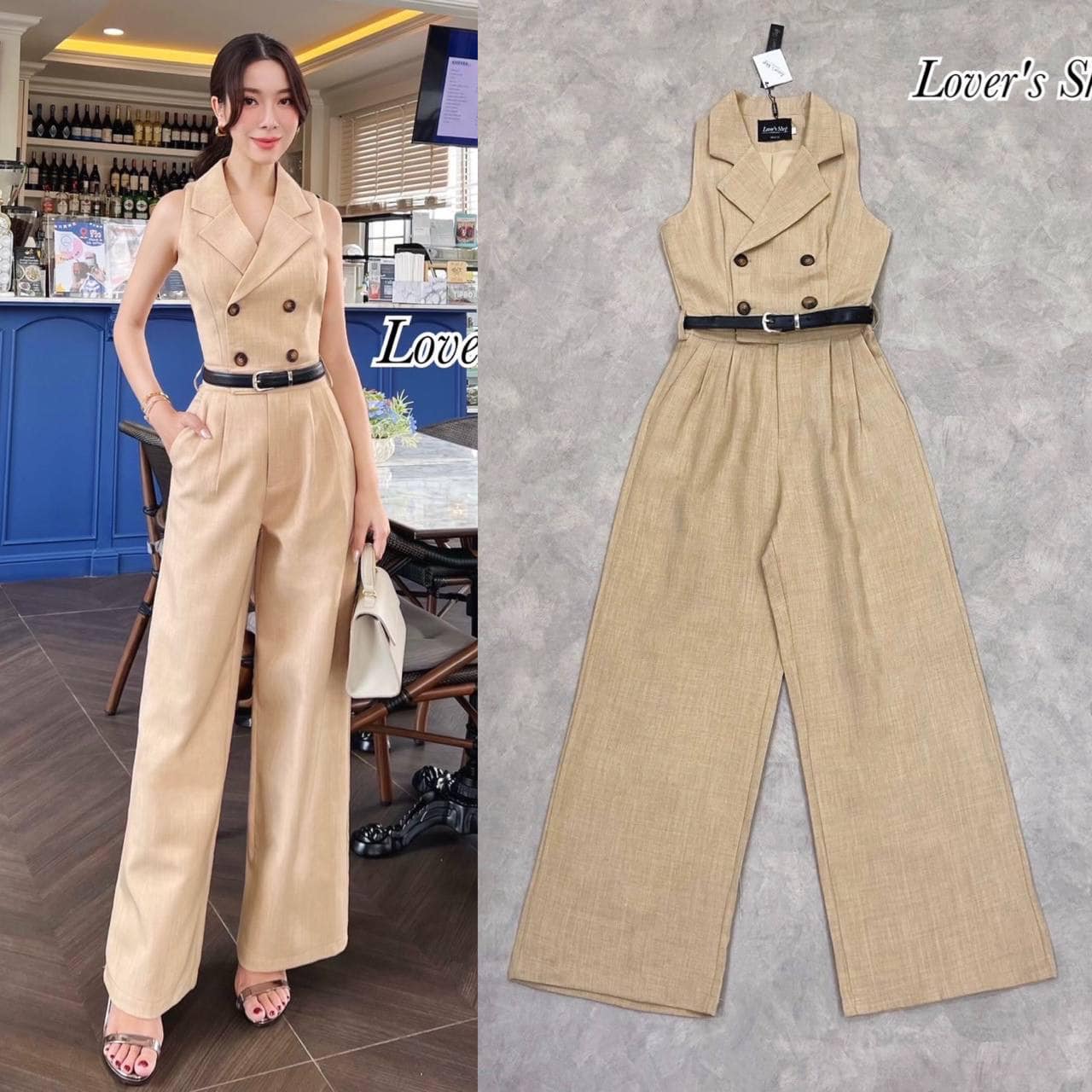 จั้มสูทกางเกงขายาว ลุคเรียบหรู ดูผู้ดี โทนสีละมุน ใส่ๆด้บ่อย ทรงปกสูท กระดุมหน้า ทรงขากระบอกตรง มีเข็มขัดหนังให้ด้วยนะคะ ใส่สบาย : สินค้าคุณภาพ (พร้อมส่ง)