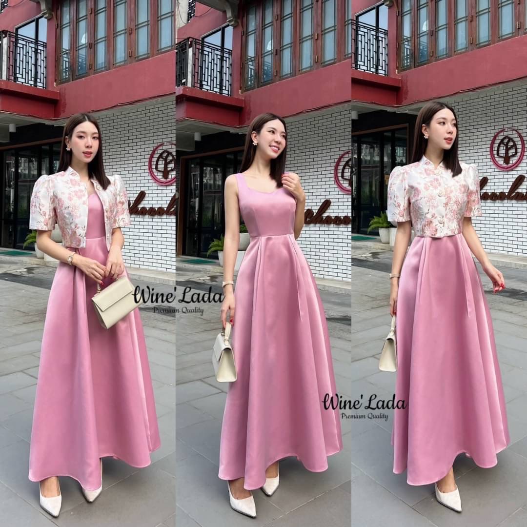 Set 2 Pcs. เดรสแขนกุดผ้าพื้นสีเขียวเรียกทรัพย์ฉ่ำๆ มาพร้อมเสื้อคลุมผ้าทอลายดอกสีเข้าเซ็ท เซ็ทนี้คุ้มมาก ตัวเดรสเป็นผ้าพริ้วทิ้งตัวเนื้อผ้าใส่สบาย ทรงสวยมากค่ะ ใส่สบาย : สินค้าคุณภาพ (พร้อมส่ง)