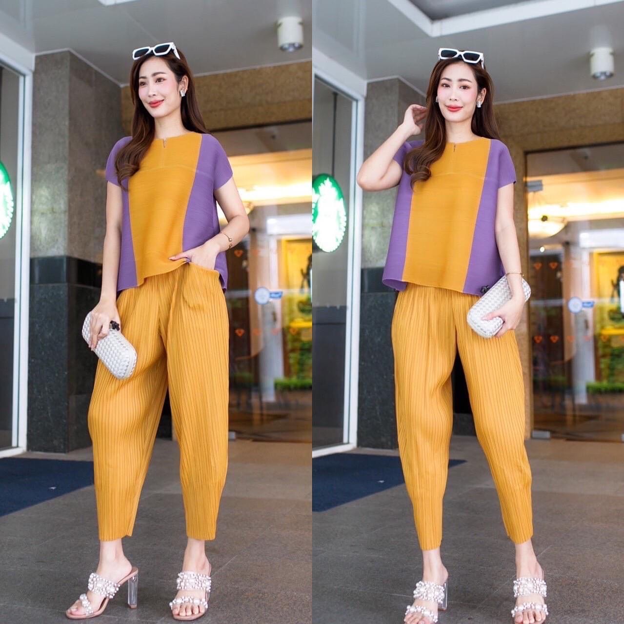 ชุด Set เสื้อ+กางเกงขายาว อัดพลีสสวยๆ 😍 งาน Premium สินค้าคุณภาพ (พร้อมส่ง)