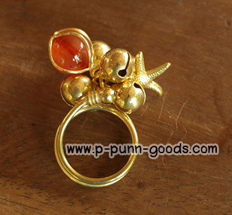 แหวนทองเหลือง หินคาร์เนเลียน จี้ปลาดาวสีทอง