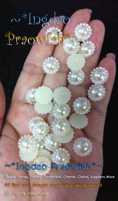 VJ-0012cm มุกล้อมครึ่งซีก สีครีม ขนาดศูนย์กลาง 12 mm. (50 ชิ้น)
