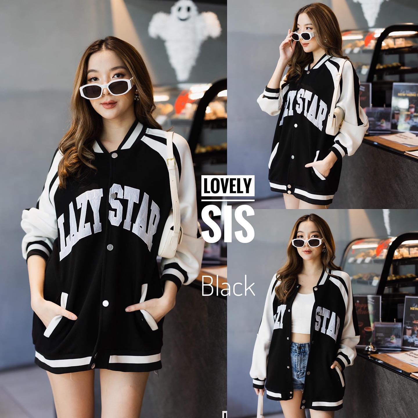 เสื้อแจ็คเก็ตเบสบอลแต่งอาร์มอักษรช่วงอก งานกระดุมแป๊กด้านหน้า งานสวยพรีเมี่ยม : สินค้าคุณภาพ (พร้อมส่ง)