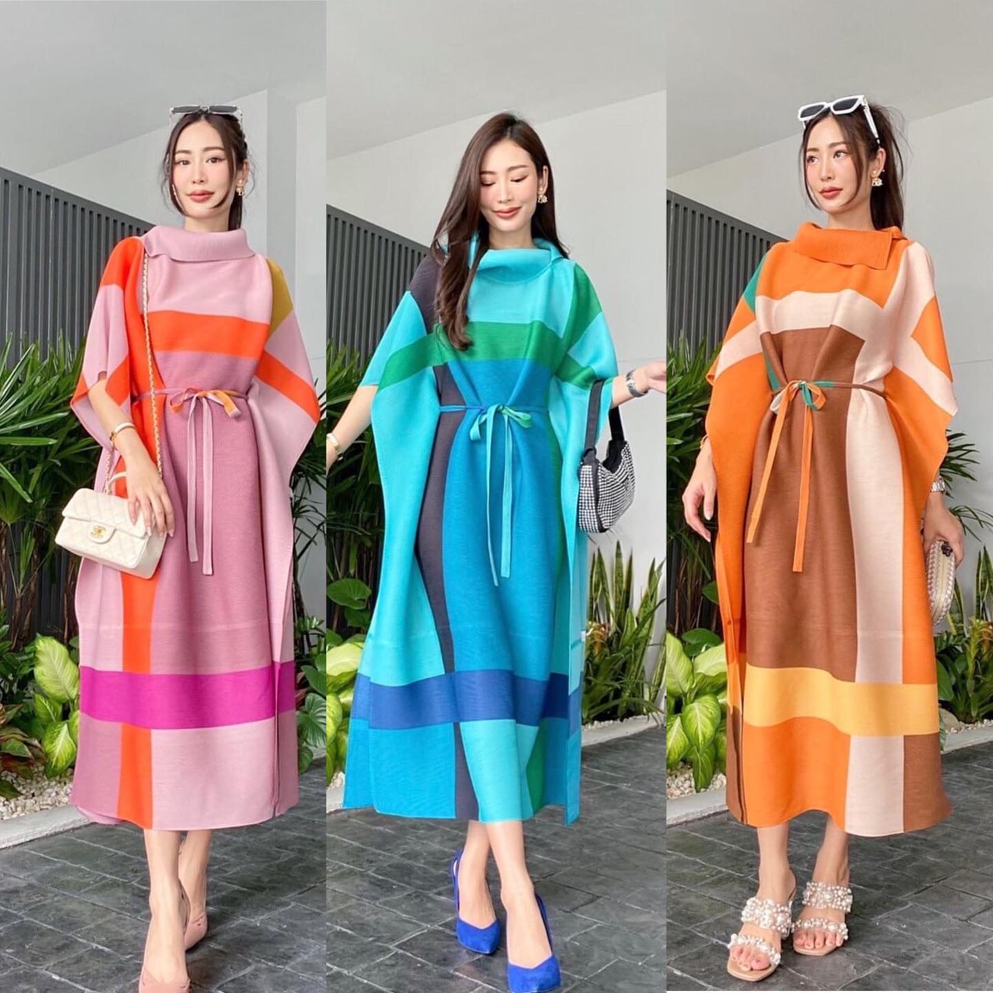 เดรสอัดพลีท ปกเฉลียง ทรงแขนผีเสื้อ 🦋 แต่งสายคาดเอว แพตเทิร์นดีงามมว้าก ใส่สบาย สินค้าคุณภาพ (พร้อมส่ง)