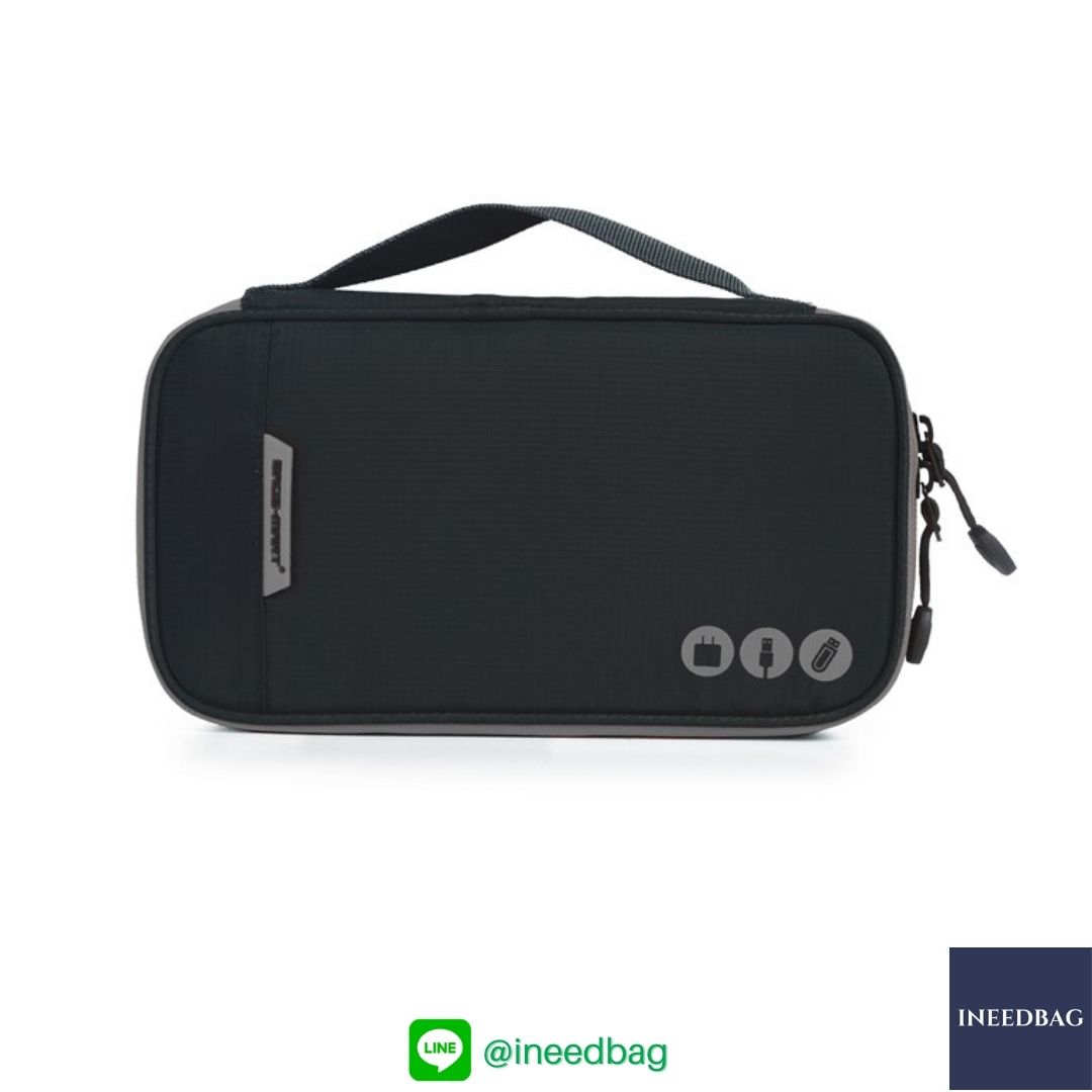 ฺBagsmart กระเป๋าจัดระเบียบอิเล็กทรอนิกส์ กระเป๋าใส่สายชาร์จ กระเป๋าใส่ฮาร์ดดิสก์ กระเป๋าใส่อุปกรณ์ไอที มีสองชั้น ช่องเยอะพิเศษ มีหูหิ้วพกพาสะดวก (ดำ-เทา)