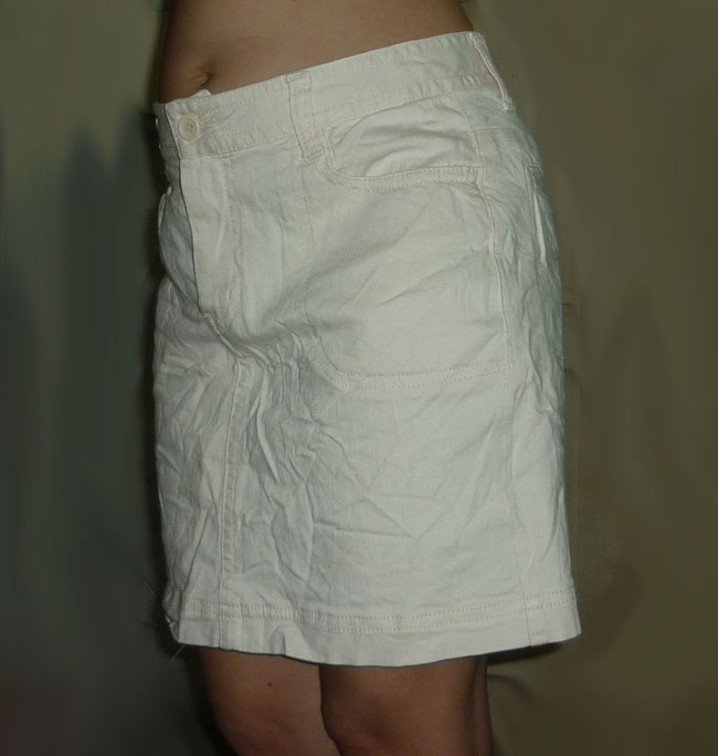 กระโปรงเนื้อยีนส์สีขาวครีม สวยเรียบๆ 33-37-16