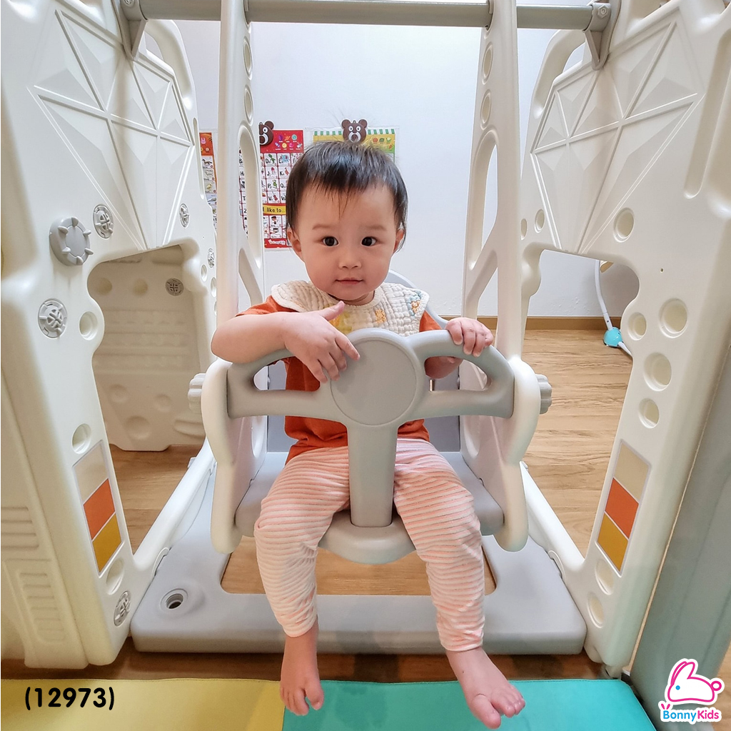 (12973) Baby Slider เซ็ตรถบัสสไลด์เดอร์ + แป้นบาส+ชิงช้า อุปกรณ์ครบชุด (Full Set)