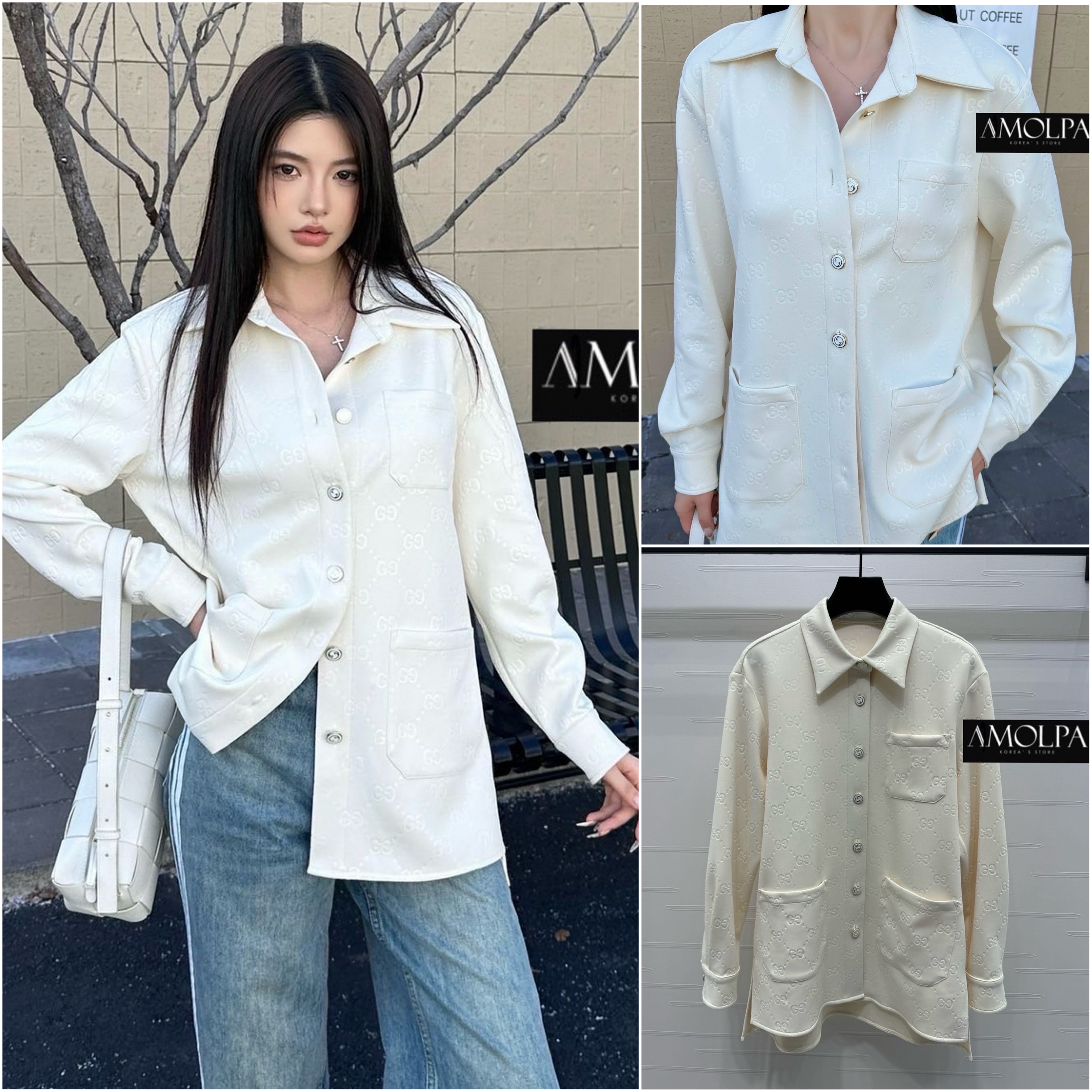 เสื้อเชิ้ต GG 3D งาน hiend ปั้มลาย GG ผ้าอย่างดี งานสวยยม๊ากก ลายใหม่ งานน่ารักมาก ผ้าใส่สบายมากกกก ห้ามพลาด ใส่สบายสุดๆ ใส่สบาย : สินค้าคุณภาพ (พร้อมส่ง)