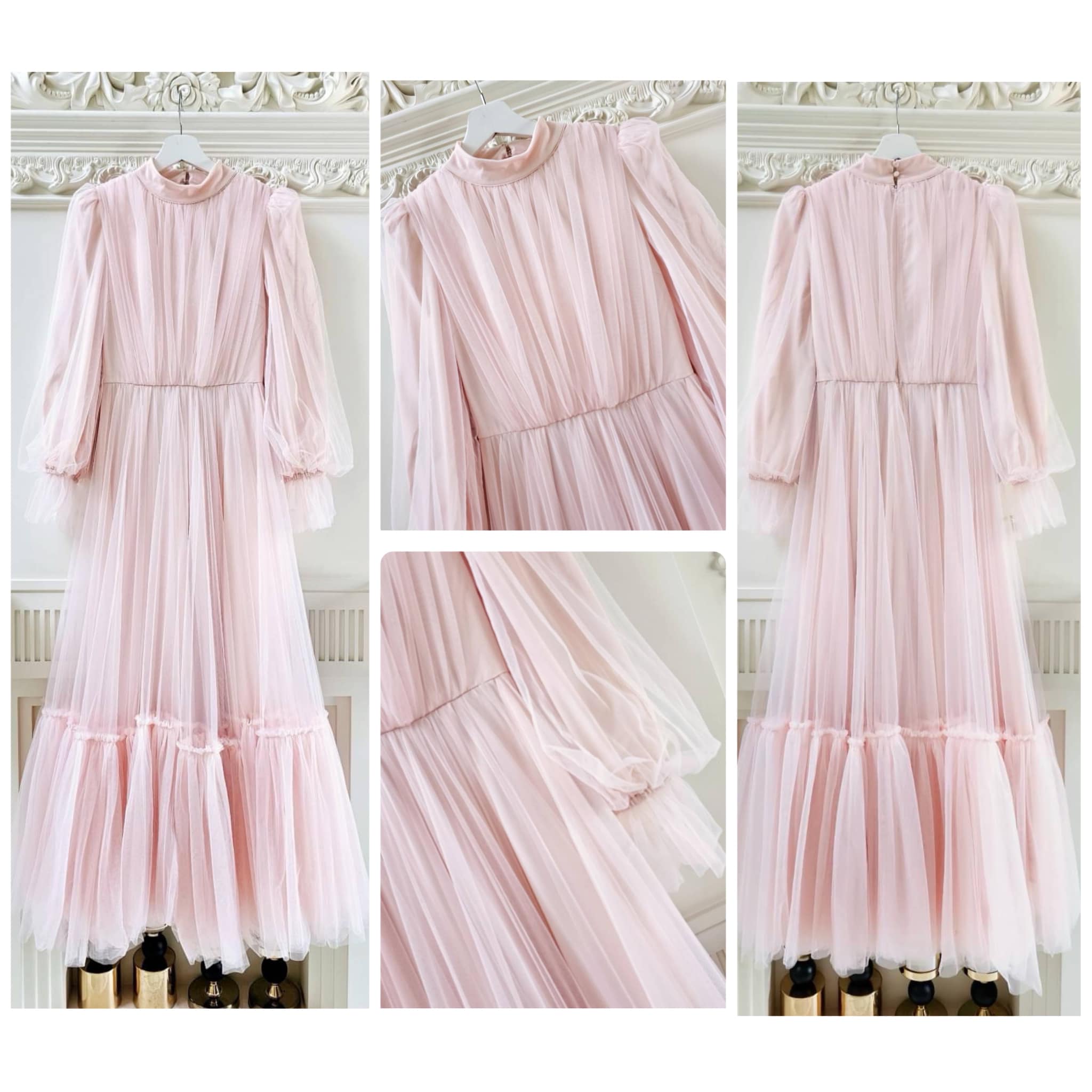 แม็กซี่เดรสเสื้อคอปีนแขนยาว กระโปรงบาน ต่อชายรูดระบายรอบตัว มีโบว์ผูกเอว คัตติ้ง ประณีต ใส่สบาย สินค้าคุณภาพ (พร้อมส่ง)