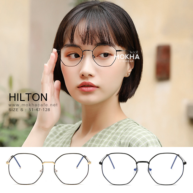 HILTON - black แว่นทรงเหลี่ยม กรอบโลหะ กว้าง 128 มม. (sizeS) H47