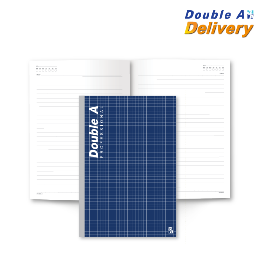 สมุดสันกาว Double A Professional ขนาด A5 70 แกรม จำนวน 40 แผ่น เนื้อในมีเส้น สีกรมท่า