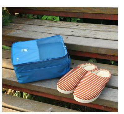 กระเป๋าใส่รองเท้า เสียบกระเป๋าเดินทางได้ ผลิตจากโพลีเอสเตอร์กันน้ำ + ตาข่าย คุณภาพดี มี 6 สี ให้เลือก