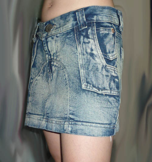 #2กระโปรงยีนส์ฟอกซีดหินอ่อน 32-36-11.5