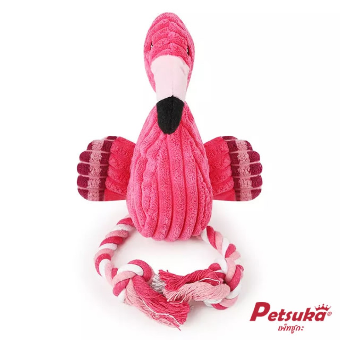 ตุ๊กตาสุนัข Petsuka ตุ๊กตานกฟลามิงโก้มีเสียง ตุ๊กตาขัดฟันสัตว์เลี้ยง