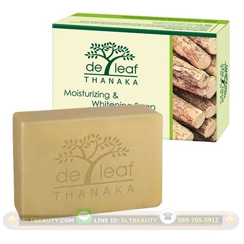 สบู่ทานาคา (เดอลีฟ) ขนาด 100 กรัม ► สบู่ที่ใช้ในพม่า รับรู้กันว่าต้องผสมทานาคา ถึงจะขายดี