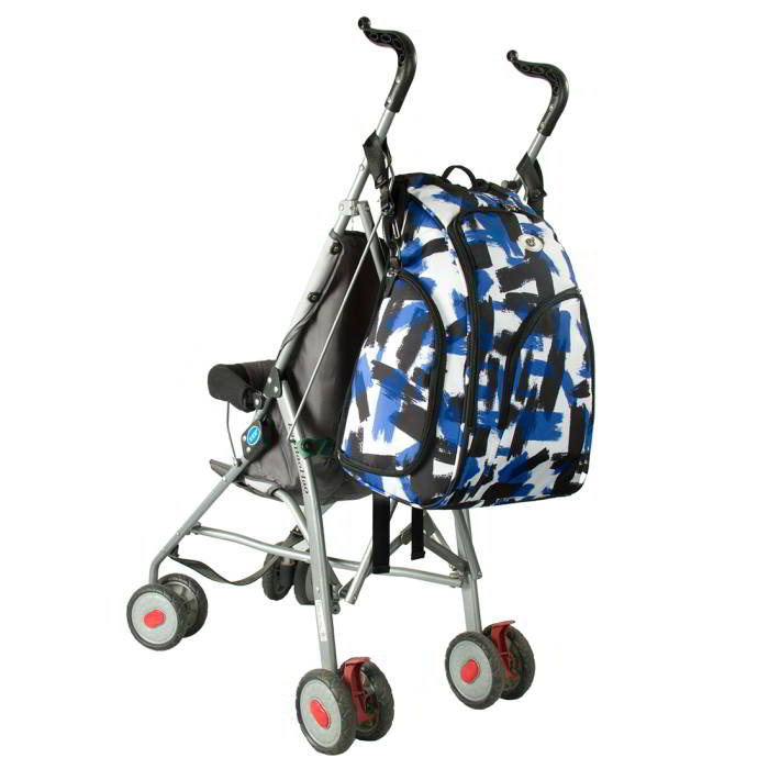 Ecosusi กระเป๋าคุณแม่ กระเป๋าสัมภาระคุณแม่ กระเป๋าแม่ลูกอ่อน แบบเป้ มาพร้อมแผ่นรองเปลี่ยนผ้าอ้อม, สายคล้องรถเข็น, ช่องเก็บความร้อน-เย็น (Navy Patten)