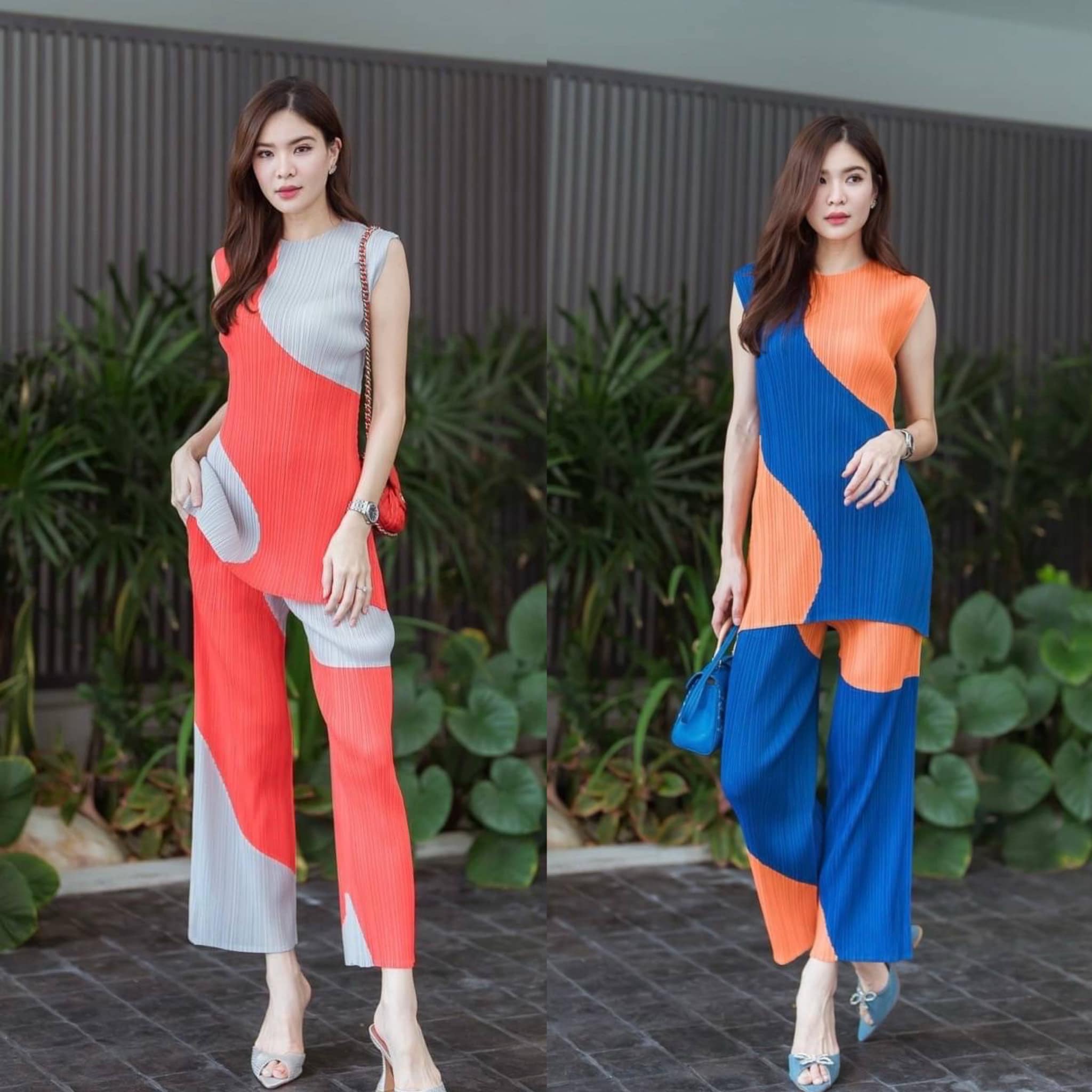 ชุดเซตอัดพลีท แขนกุดตัวยาว แพตเทิร์นเริ่ด วาดลวดลาย ตัดต่อ โค้งเคิร์ฟ เล่นเฉดทูโทน ให้ดูพรางหุ่นสวยๆ สินค้าคุณภาพ (พร้อมส่ง)