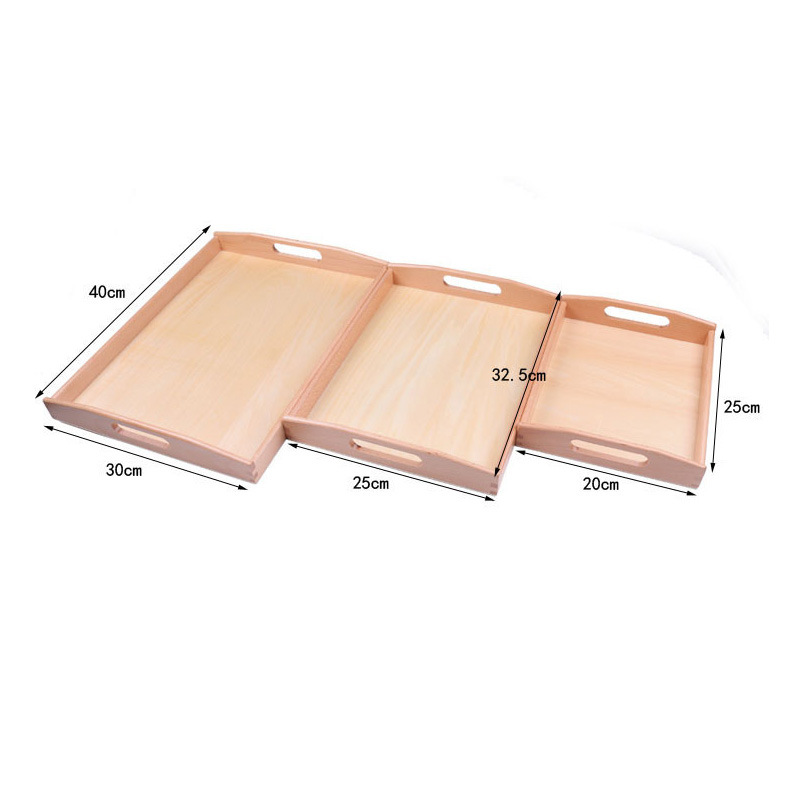 ถาดไม้ Montessori Tray ถาดสำหรับวางอุปกรณ์มอนเตสซอรี่ ขนาด S/M/L