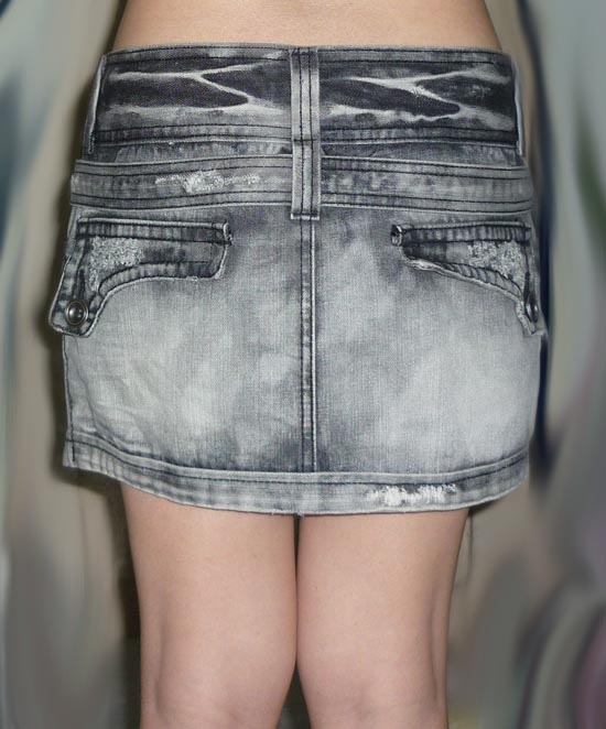 #2กระโปรงยีนส์สีดำฟอกซีด ยีนส์ห้าง 33.35.10