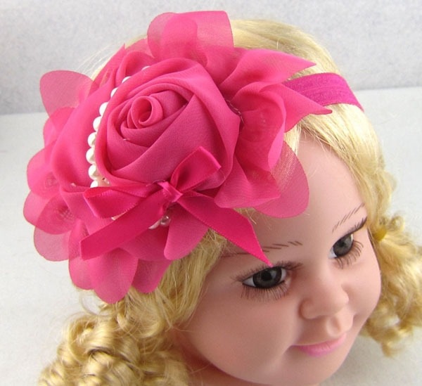 ผ้าคาดผมทารก ดอกไม้ประดับเส้นมุก น่ารักสไตล์ยุโรป