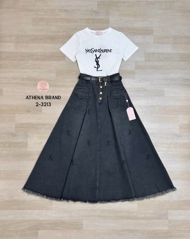 Set 3 ชิ้นสุดคุ้ม! เสื้อ+กระโปรง+เข็มขัด ใส่สบาย : สินค้าคุณภาพ (พร้อมส่ง)