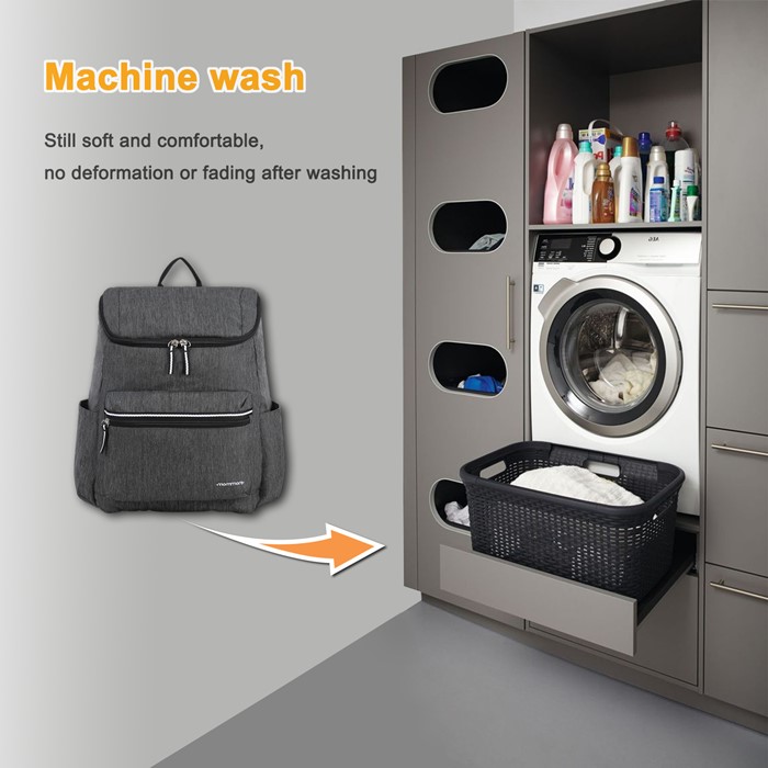 mommore กระเป๋าคุณแม่ กระเป๋าสัมภาระคุณแม่ กระเป๋าแม่ลูกอ่อน กันน้ำ พร้อมแผ่นรองเปลี่ยนผ้าอ้อม จุมาก น้ำหนักเบา เหมาะสำหรับเดินทาง (Dark Grey)