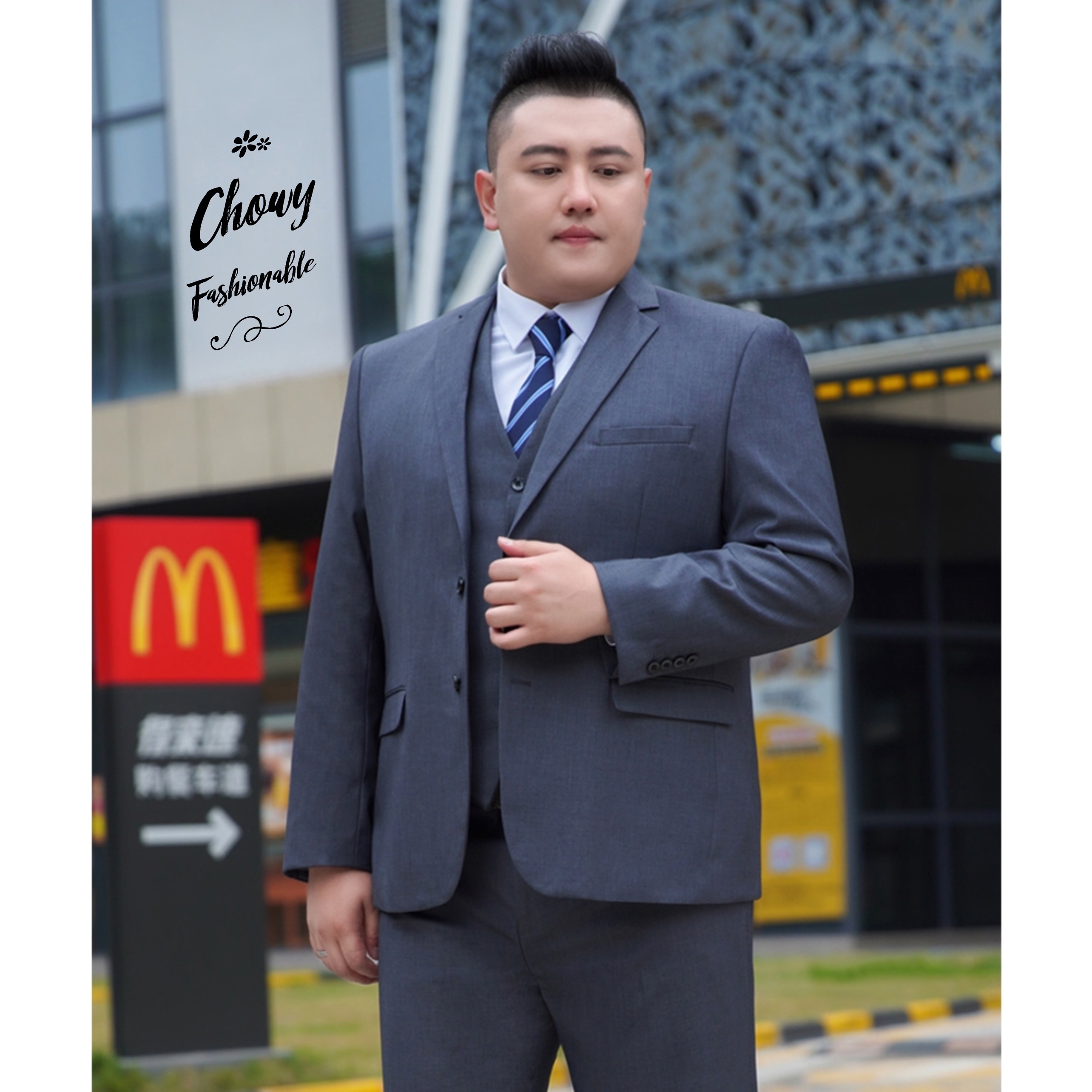ชุดสูทผู้ชาย 3XL-10XL รอบอก 44-60 นิ้ว เสื้อสูทไซส์ใหญ่ สูทผู้ชายไซส์ใหญ่ กางเกงขายาว เอว 40-50 นิ้ว กางเกงสูทผู้ชาย FF0252