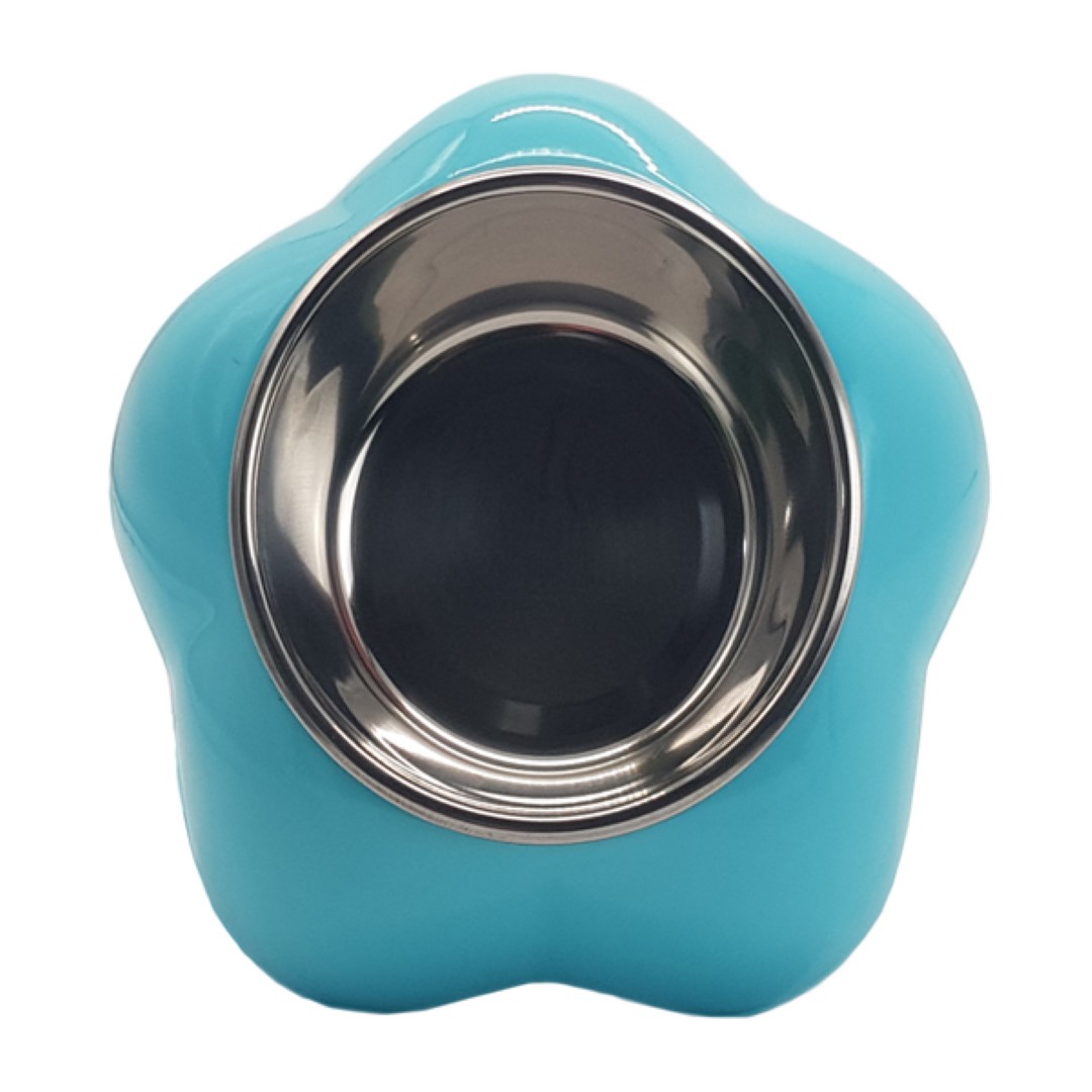 ชามอาหารสัตว์เลี้ยง Petsuka สำหรับสุนัขและแมว รูปดอกไม้ สีฟ้า