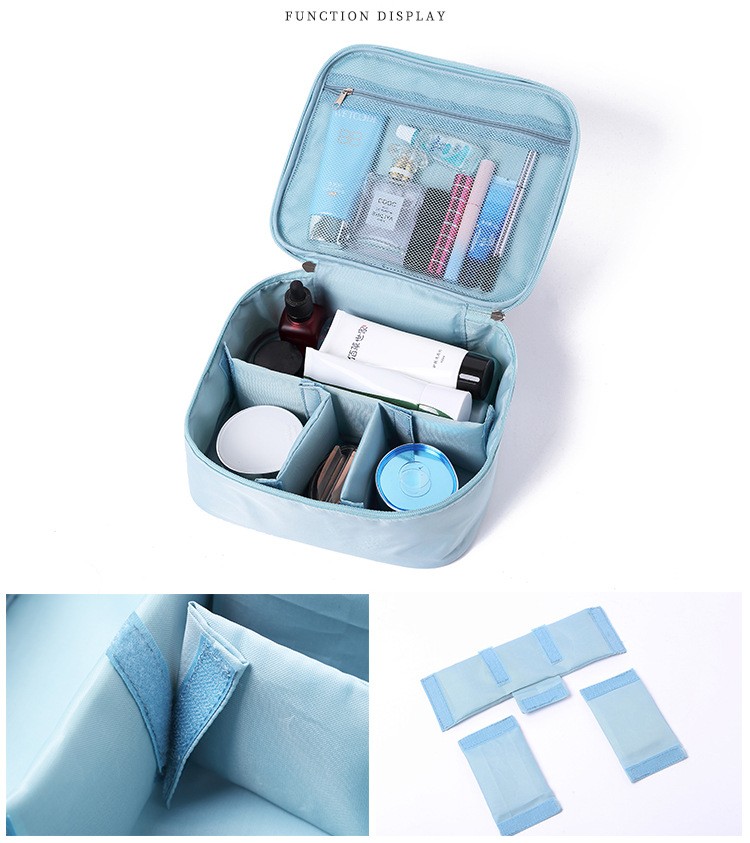 กระเป๋าอเนกประสงค์ กระเป๋าใส่เครื่องสำอาง ขนาดพกพาสะดวก ผลิตจากโพลีเอสเตอร์กันน้ำ (Portable Travel Makeup Cosmetic Bag Organizer Multifunction Case for Women)