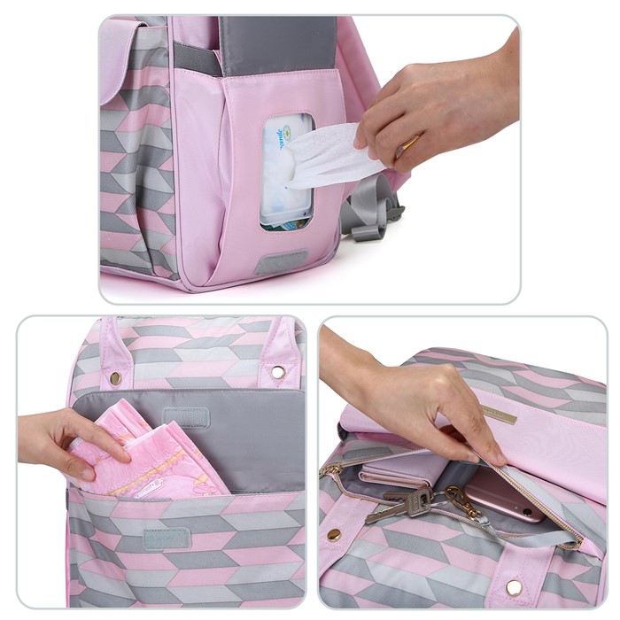 mommore กระเป๋าคุณแม่ กระเป๋าสัมภาระคุณแม่ กระเป๋าแม่ลูกอ่อน รูปแบบทันสมัย กันน้ำ พร้อมแผ่นรองเปลี่ยนผ้าอ้อม คุณภาพสูง เหมาะสำหรับเดินทางมาก (ฺPink)