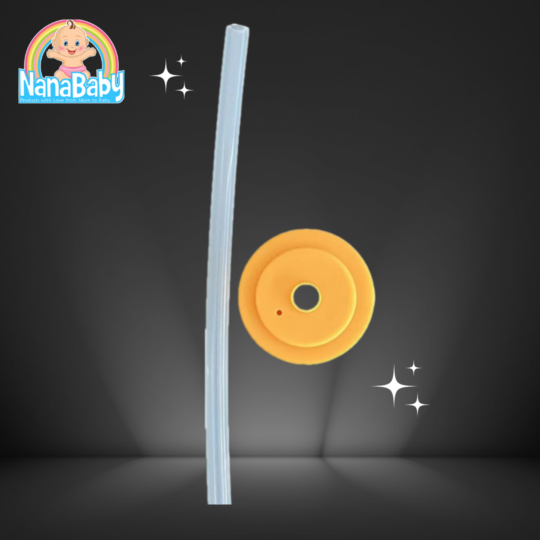 NanaBaby หลอดหัดดูด พร้อมฝาปิดปากขวดนม ซิลิโคนนิ่ม เปลี่ยนขวดนมคอกว้างให้เป็นขวดหัดดูด