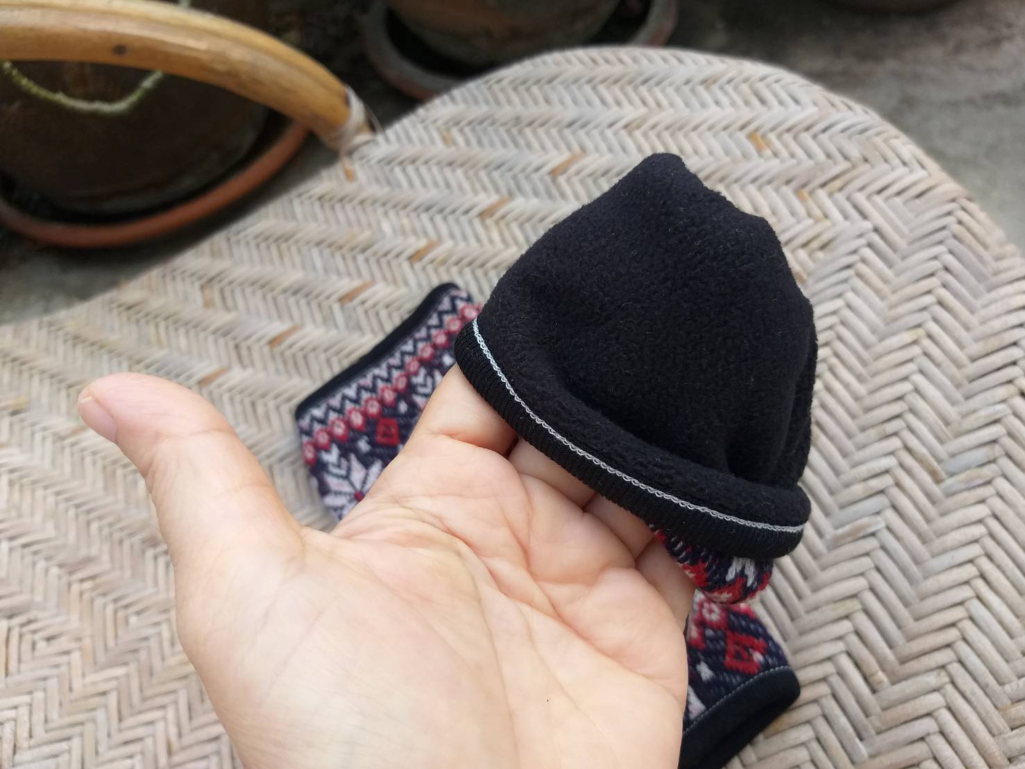 ถุงมือไหมพรมครึ่งท่อน บุผ้าฟลีซสุดนิ่ม (ของใหม่)