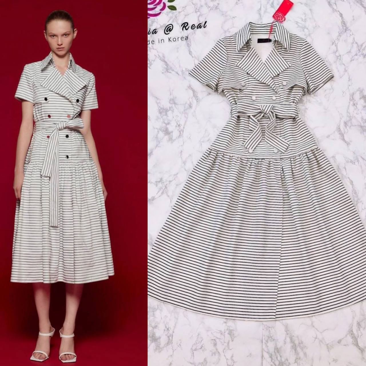 เดรสยาวตัวสวยทรงเก๋ คอปกเชิ๊ตเก๋ ด้านหน้าแต่งกระดุมเรียงเป็นแนวเก๋ + สายคาดเอวเพิ่มความกระชับ ท่อนล่างทรงเอ บานสวย ใส่สบาย สินค้าคุณภาพ (พร้อมส่ง)