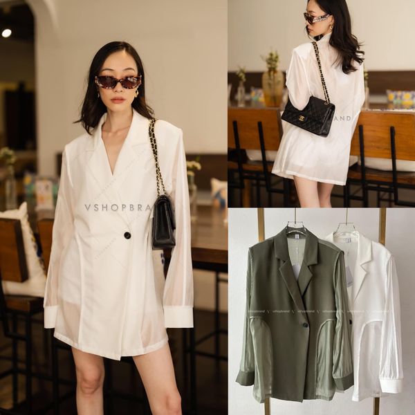 เสื้อสูทผ้าออแกนซ่า แต่งผ้าสูทหน้า : สินค้าคุณภาพ (พร้อมส่ง)