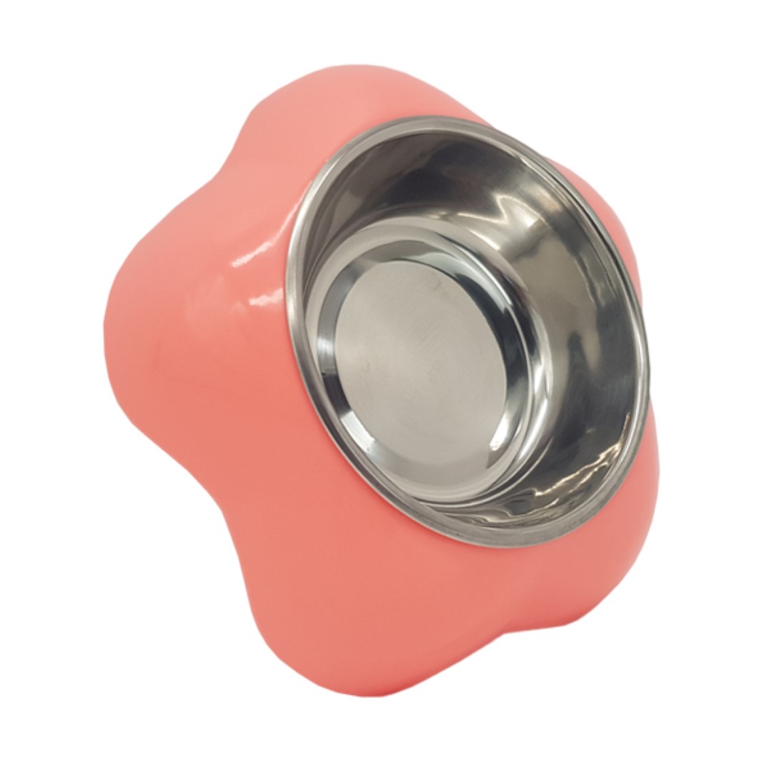 ชามอาหารสัตว์เลี้ยง Petsuka สำหรับสุนัขและแมว รูปดอกไม้ สีชมพู