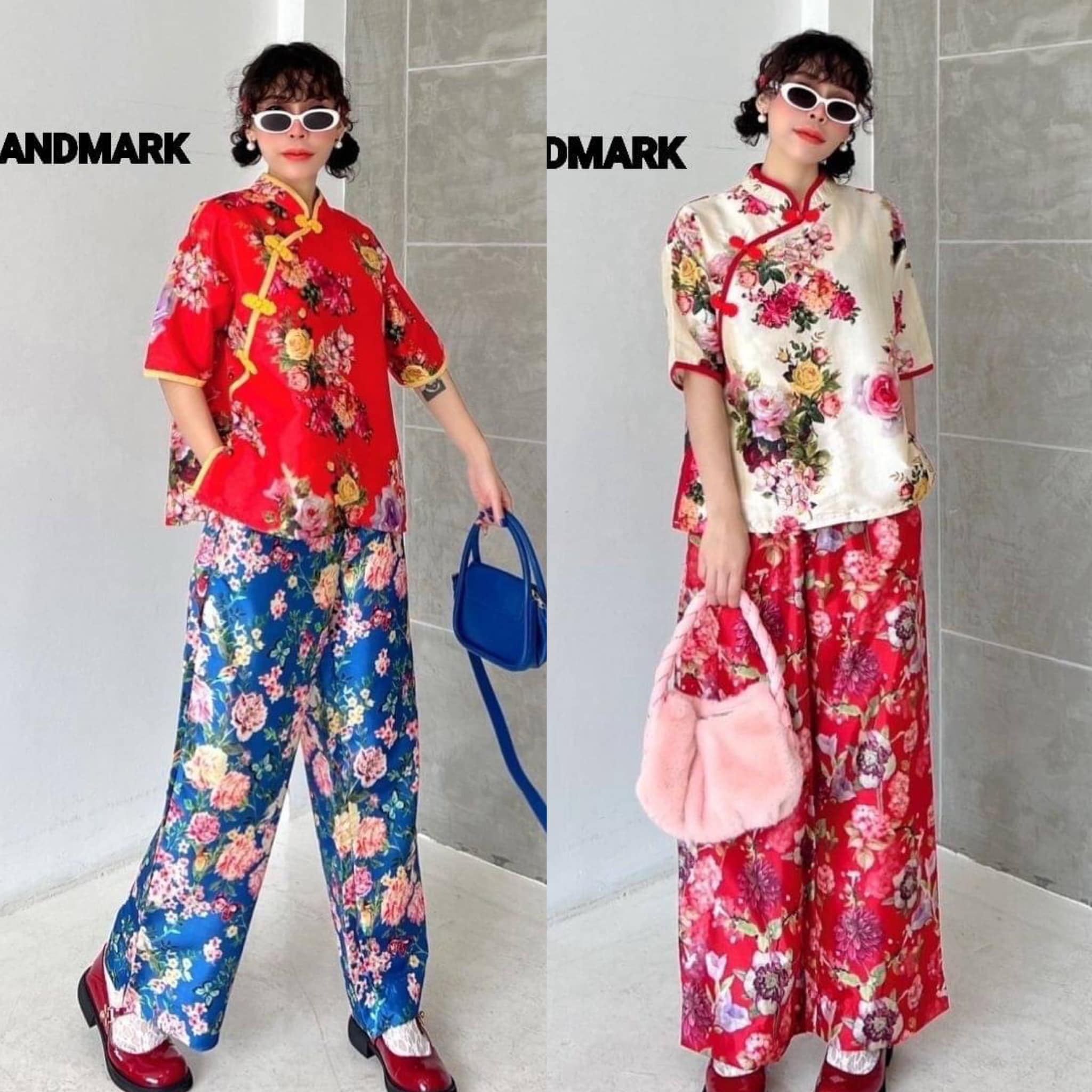 ชุดเซ็ทกี่เพ้า 2โทน แมตช์สีสันสดใส . สินค้าคุณภาพ (พร้อมส่ง)