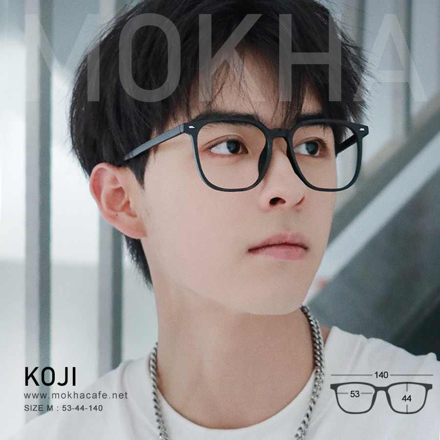 KOJI - black กรอบแว่น ทรงเหลี่ยม TR90 ยืดหยุ่น กว้าง 140 มม. (sizeM) H44