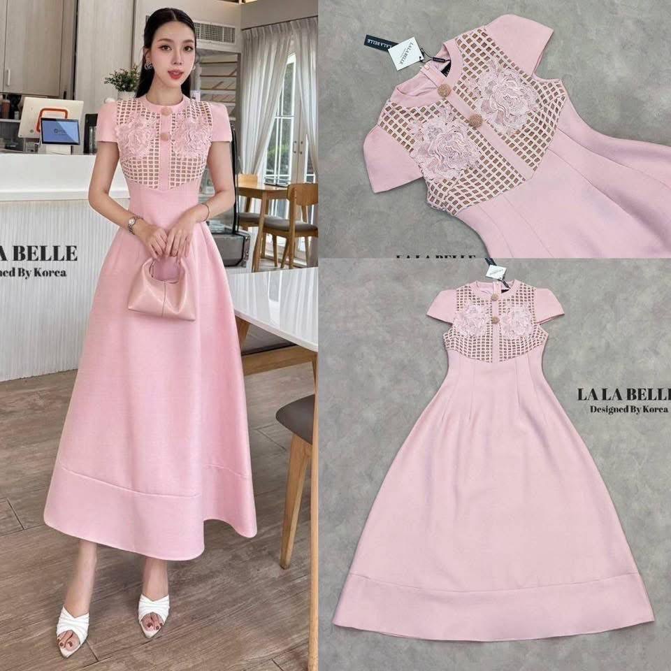 เดรสงานบุญงานบวชงานแต่งใส่ออกงานสวยมากเดรสผ้าทอมีเทคเจอร์ในตัวคอกลมแต่งกระดุมคริตตันซิปหลังแขนสั้น ใส่สบาย : สินค้าคุณภาพ (พร้อมส่ง)