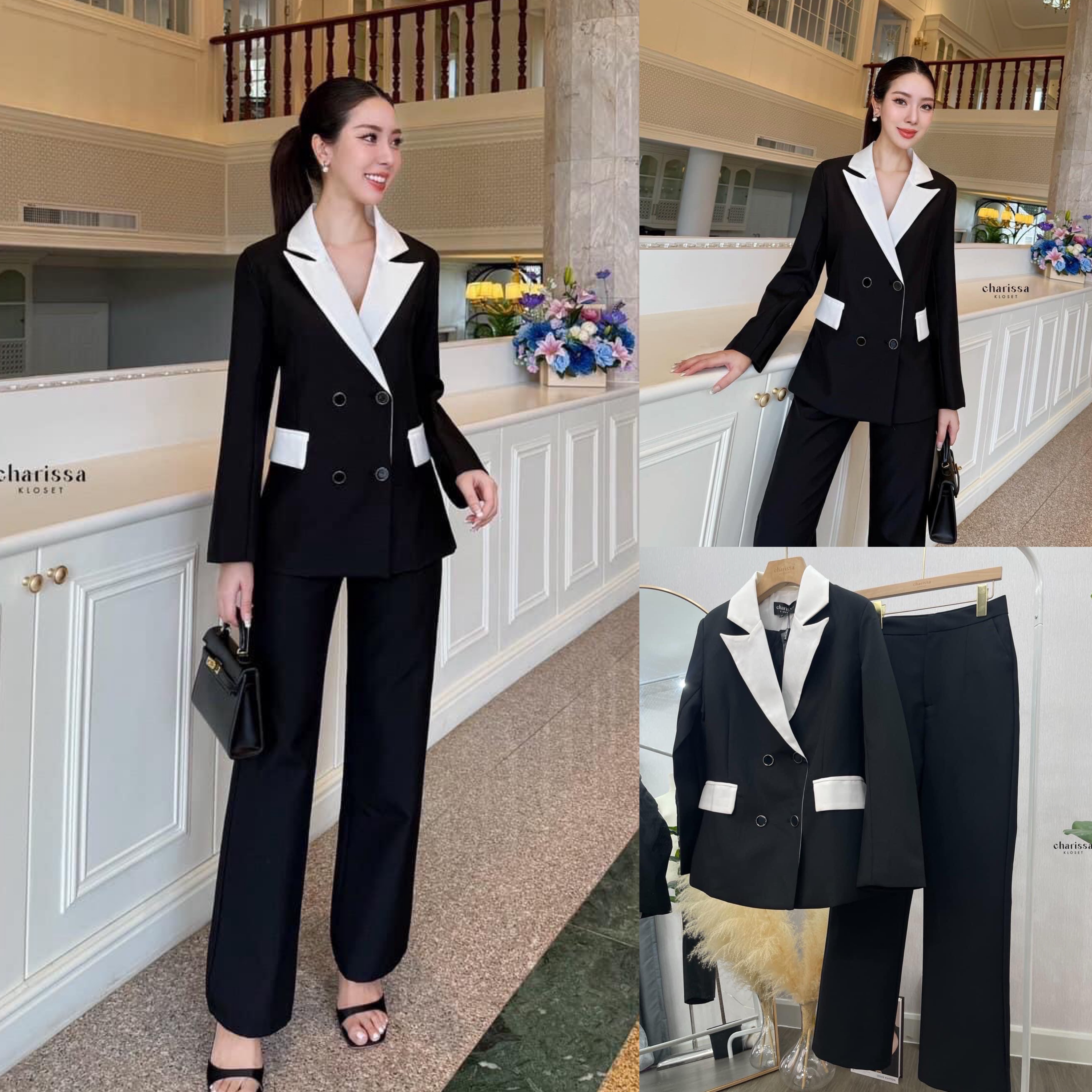 เซตทูโทน ตัวเสื้อแต่งกระดุมด้านหน้า 4 เม็ด มีซับในทั้งชุด เข้ารูปสวย ปลายแขนเสื้อแต่งกระดุมให้ดูสวย มาพร้อมกับกางเกงทรงกระบอก ใส่สบาย : สินค้าคุณภาพ (พร้อมส่ง)