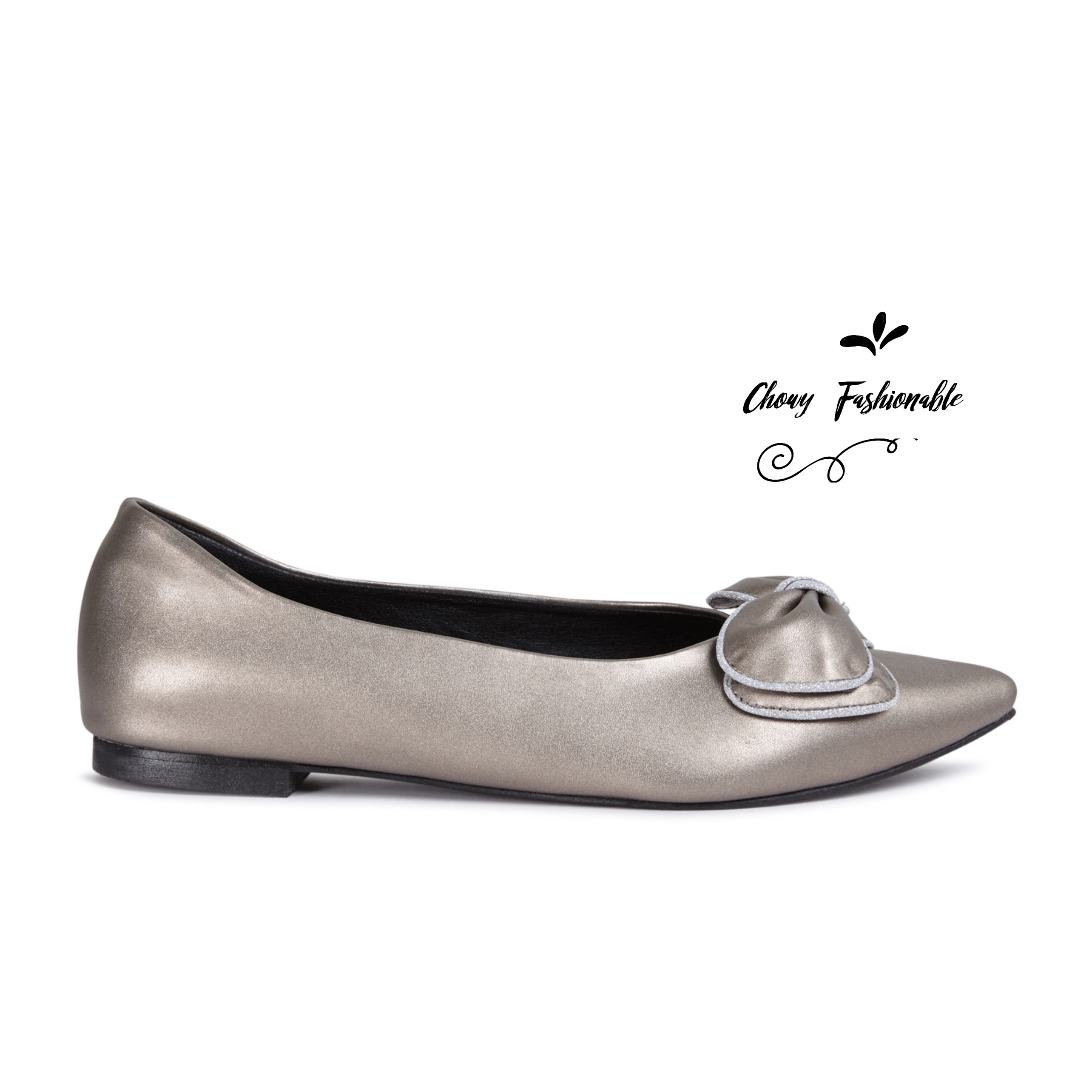 รองเท้าไซส์ใหญ่ 43-45 ส้นแบนหัวแหลม Flat Pointed Doble Bowy By Chowy CH0160