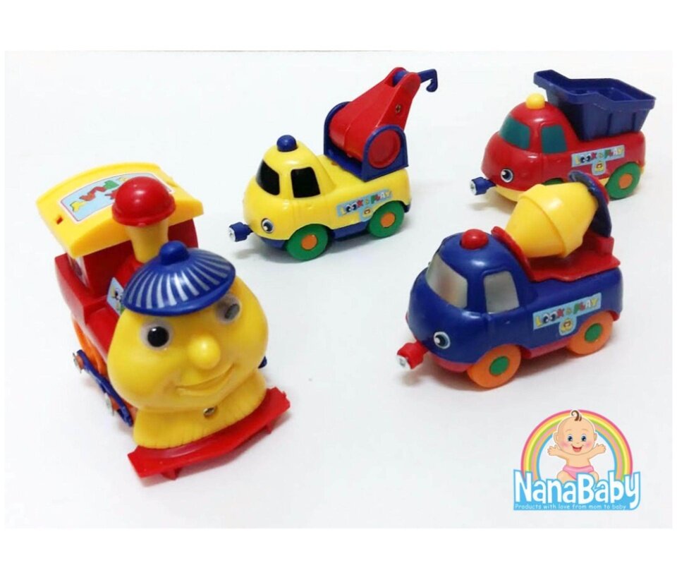 ของเล่นรถไฟ รถไฟเด็กเล่น แม่เหล็ก การ์ตูนหรรษา (มีแม่เหล็กดูดรถให้ติดกัน)