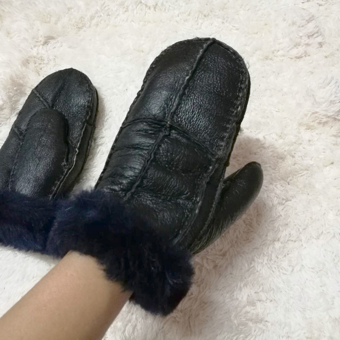 ถุงมือหนังแท้บุขนหนา อุ่นติดลบหนักๆ ไซด์ S-M