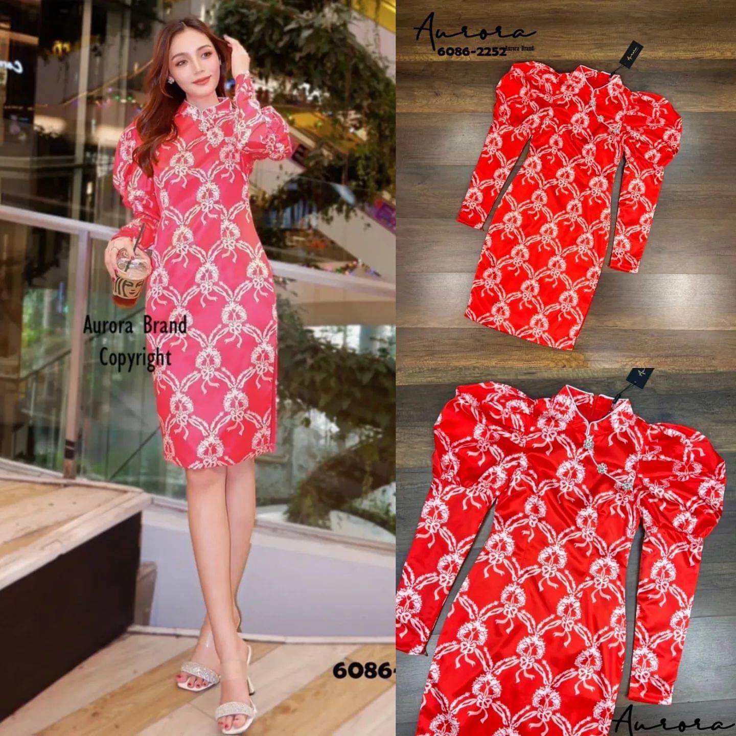 เดรสคอจีนลวดลายหรูหรา สวยดูแพง ผ้าหนานุ่มทุกการสัมผัส งานมี เทคเจอร์ในตัว มีดีไซน์สวยเก๋แต่งกระดุม อะไหล่วิววับ สวยได้ลุ๊คแพง มีซับใน มีซิปหลัง สินค้าคุณภาพ (พร้อมส่ง)