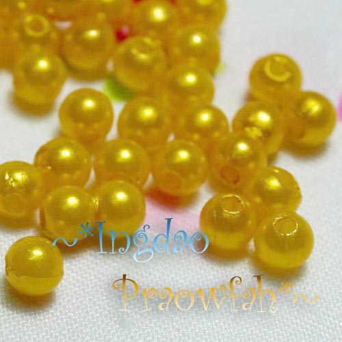 APEARL-4cy ลูกปัดมุกอะคลีลิก 4 มิล. สีเหลืองเข้ม (10 กรัม / 400 ชิ้น)