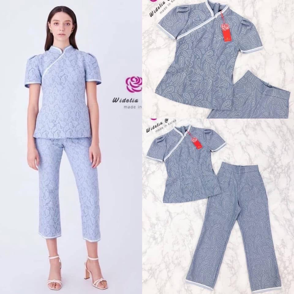 Set Top&Pant เซ็ทเสื้อกี่เพ้ากับกางเกงแสนสวย เซ็ทนี้เห็นแล้วต้องกรี๊ดคุณขา! เนื้อผ้าลูกไม้สั่งทำพิเศษลวดลายสวย ใส่สบาย : สินค้าคุณภาพ (พร้อมส่ง)