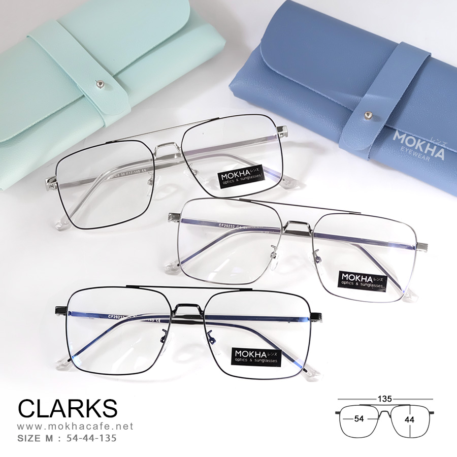 แว่นตา CLARKS -black กรอบแว่นทรงเหลี่ยม กรอบโลหะ Double Bridge กว้าง 135 มม.(sizeM) H44