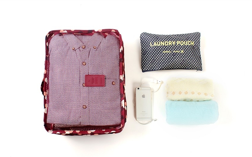 กระเป๋าจัดระเบียบเดินทาง กระเป๋าจัดระเบียบเสื้อผ้า 6 ใบ จัดกระเป๋าเดินทาง กันน้ำ ใส่เสื้อผ้า ชุดชั้นใน เครื่องสำอาง มี 5 สีให้เลือก