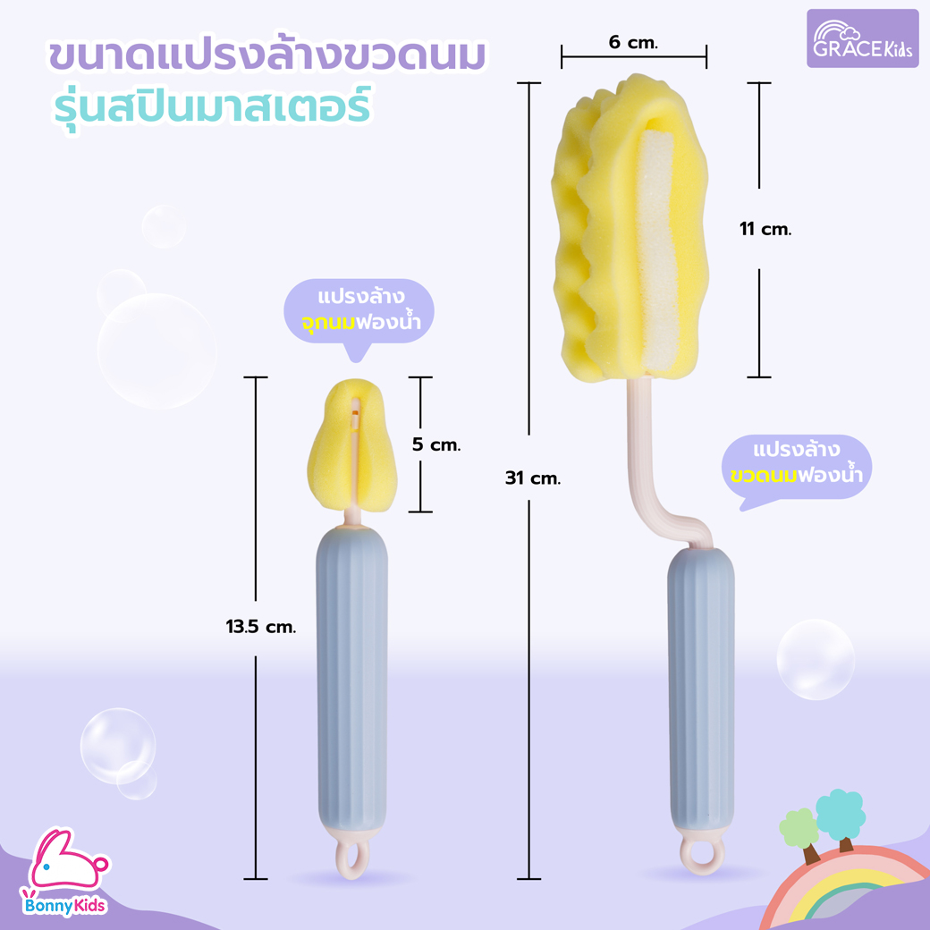 GraceKids (เกรซคิดส์) Spin Master Bottle Brush เซ็ตแปรงล้างขวดนม รุ่นสปินมาสเตอร์