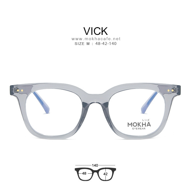 VICK - grey clear แว่นตาทรงเหลี่ยม กรอบหนา กว้าง 140 มม.(sizeM) H42