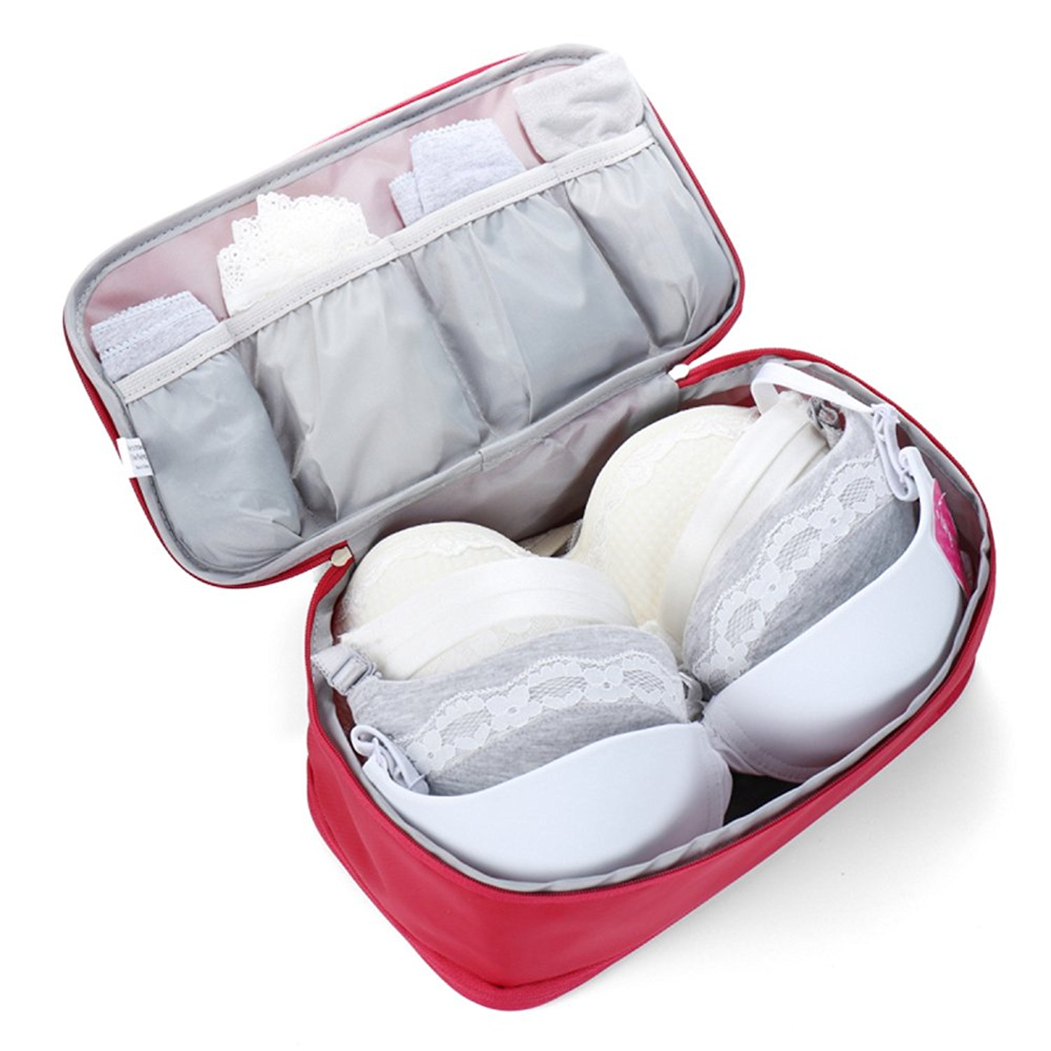 กระเป๋าใส่ชุดชั้นใน กางเกงชั้นใน มีช่องแบ่งเก็บที่ใส่แล้ว ผลิตจากไนล่อนเนื้อดีกันน้ำ มีให้เลือก 6 สี