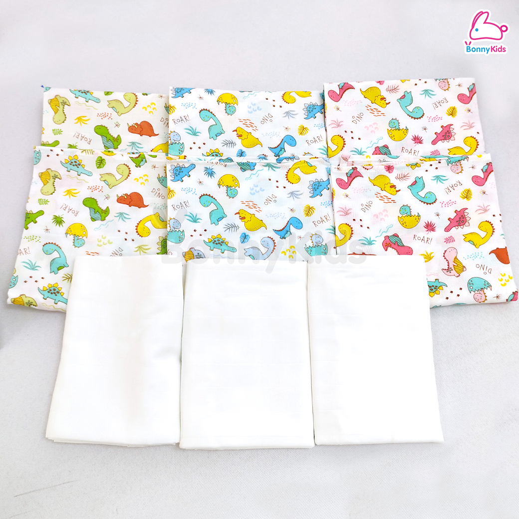 Tres-G (เตรสจี) ผ้าอ้อมสาลู 2 ชั้น ยิ่งซักยิ่งนุ่ม ขนาด 30x30 นิ้ว แพ็ค 6 ผืน (คละลาย)